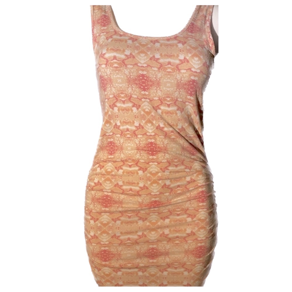 Victoria Secret Tank Coverup Dress Ruched Sides Pink Coral Size Medium - Picture 2 of 5